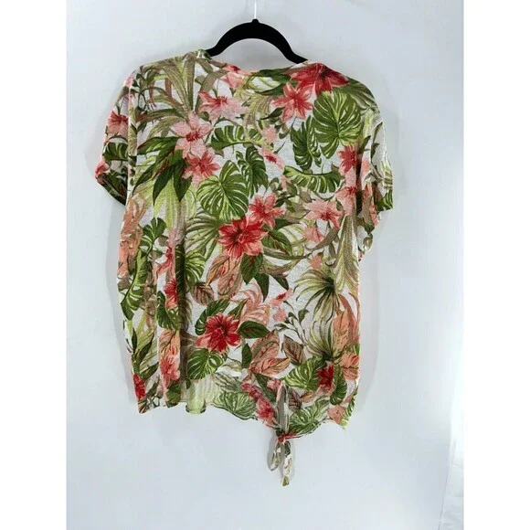 Women's J Jill Love Linen Floral Short Sleeve Top Size L - Picture 6 of 6